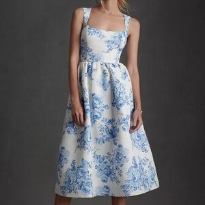 Sachin & Babi Blaine Taffeta Square-Neck Midi Dress